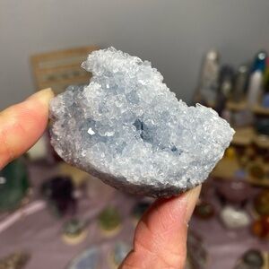 BLUE CELESTITE CRYSTAL GEODE STONE